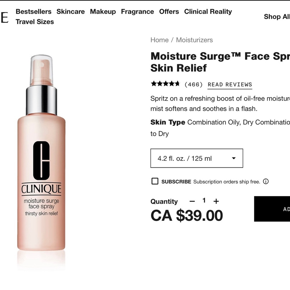 Clinique Moisture Surge Face Spray NEW